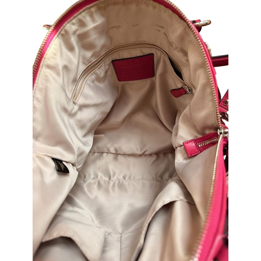 COACH Madison Lindsay 18641 Pink Leather Satchel Crossbody Shoulder Bag Silver - Picture 3 of 9